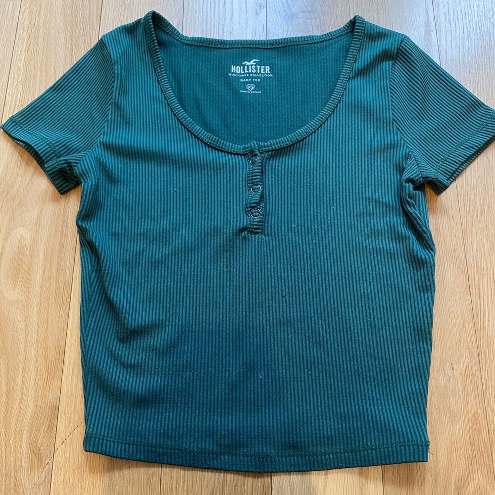 Hollister - Dark Green Half Button Top